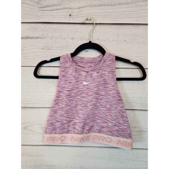 Nike‎ Pro Dri Fit Women's High Neck Sleeveless Crop Top Pink Purple Size M - Picture 1 of 6